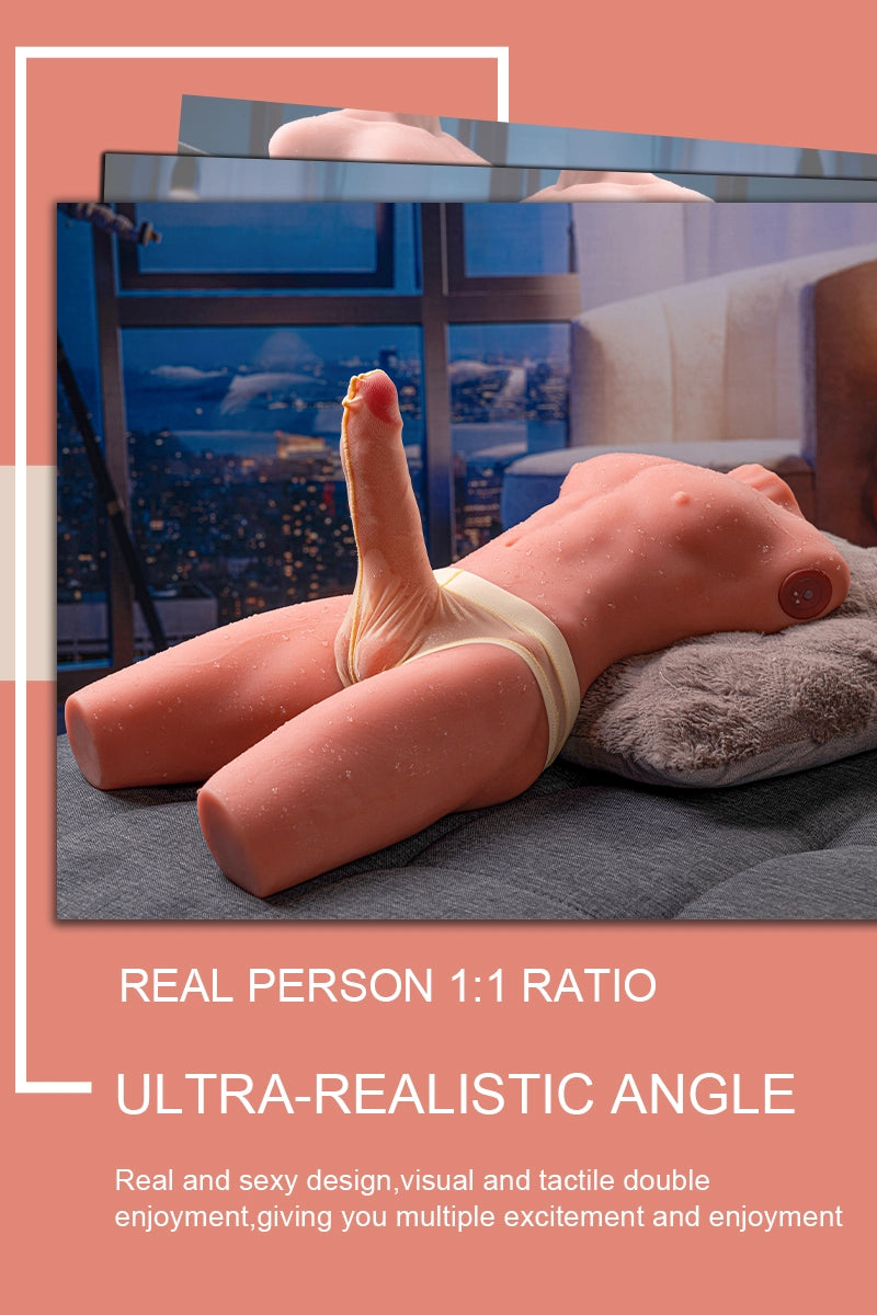 Archer: 17.63LB Male Torso with 6.69'' Thrusting & Vibrating Dildo