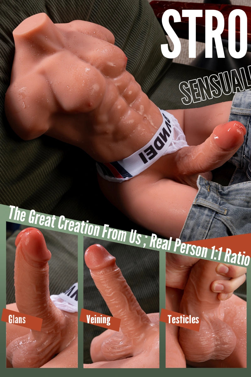 Rudolph: 19.06LB Realistic Male Torso With 6.29in Thrusting Dildo
