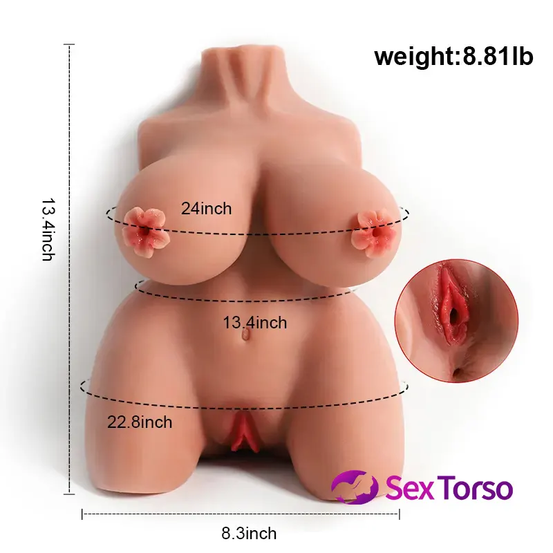 Female Sex Torso Sonia-8.81LB 3 In 1 Penetrateable Nipples Female Torso Sex Toys 5
