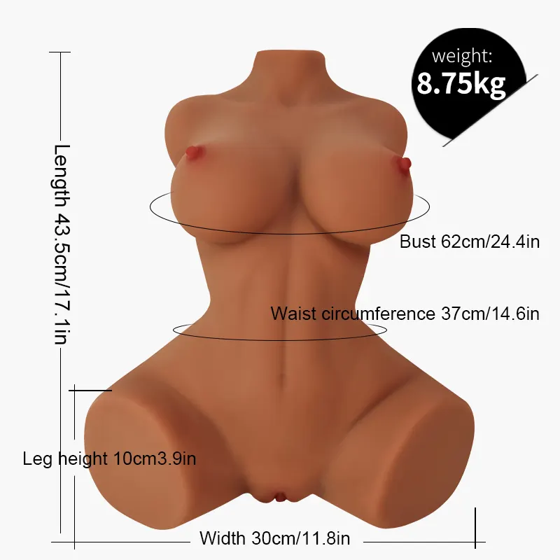 Female Sex Torso Mia-19.3LB Ultra Realistic Women Torso Sex Doll (Brown) 3